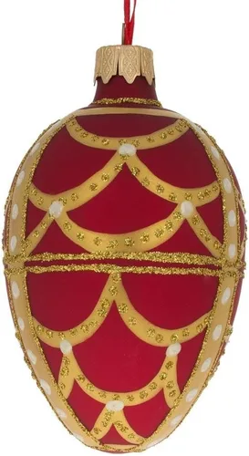Miniatura 6 de Arcos dorados en cristal de huevo rojo adorno 4 pulgadas