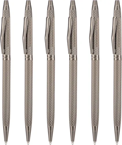 Miniatura 8 de Wikult 6 piezas de bolígrafos de metal fino dorado, punta media de 1mm, tinta negra de escritura suave, para negocios, oficina, profesor