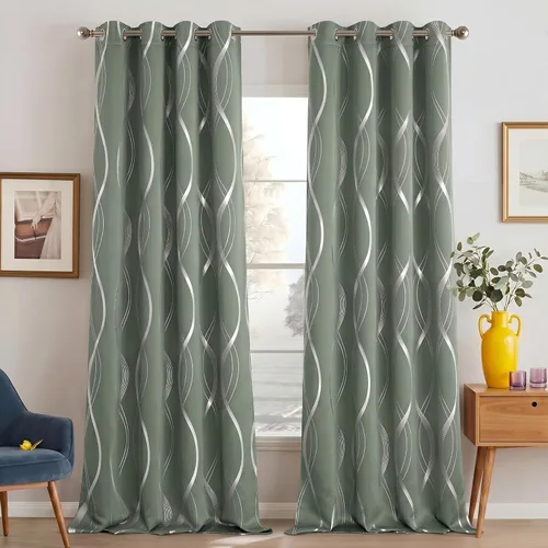 Miniatura 38 de NICETOWN Paneles de Cortinas Opacas para Dormitorio - Tratamiento de Ventanas con Aislamiento Térmico, Ojales Sólidos, Cortinas Opacas con Diseño