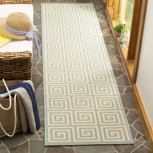 Miniatura 8 de SAFAVIEH Linden Collection - Alfombra lavable para exteriores, alfombra de pasillo de 2.2 x 8 pies, color rojo y crema, no desprende pelusa y fácil