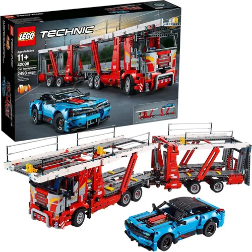 LEGO Technic Car Transporter 42098 - Juego de construcción de camión y remolque con automóvil azul, mejor juguete de ingeniería y STEM para niños y