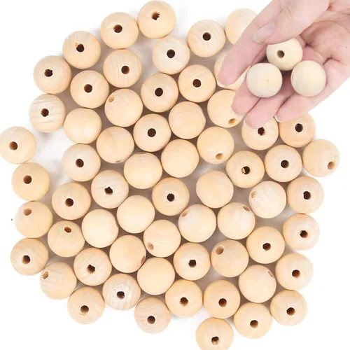 BigOtters - 65 unidades de cuentas de madera natural sin acabado de 25 mm (1 pulgada), cuentas separadoras redondas para joyería DIY, decoración del
