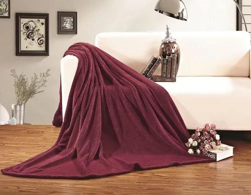 Miniatura 2 de Elegance Linen Manta de lujo de microforro polar, tamaño matrimonial/queen, color borgoña