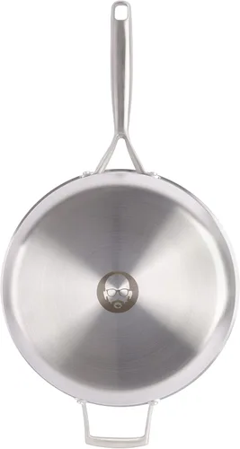 Miniatura 4 de Babish Sartén de acero inoxidable de tres capas de grado profesional con tapa, 5 cuartos de galón y 12 pulgadas de acero inoxidable triple de grado