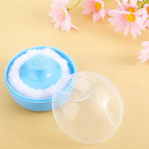 Miniatura 7 de WLLHYF Soplo cosmético para el cuerpo del bebé, cara grande, esponjoso, suave, cuerpo suelto con estuche para bebé, niño, adulto, baño, viajes Azul