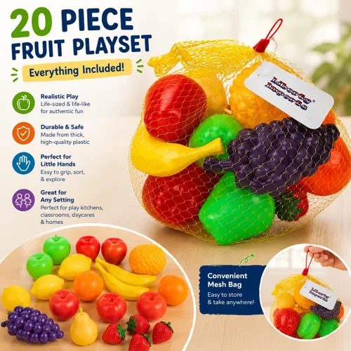 Miniatura 6 de Bolsa de frutas a tamaño real, set de juego para niños, de Liberty Imports