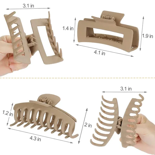 Miniatura 3 de laxizar Paquete de 8 pinzas rectangulares para el cabello para mujeres y niñas, clips de bandana grandes, pinzas de sujeción fuerte para el cabello