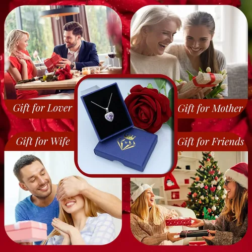 Miniatura 4 de GZWHD Collares con dije de corazón para mujeres y niñas, con circonita cúbica, regalo de San Valentín, día de la madre, Navidad, aniversario, regalo