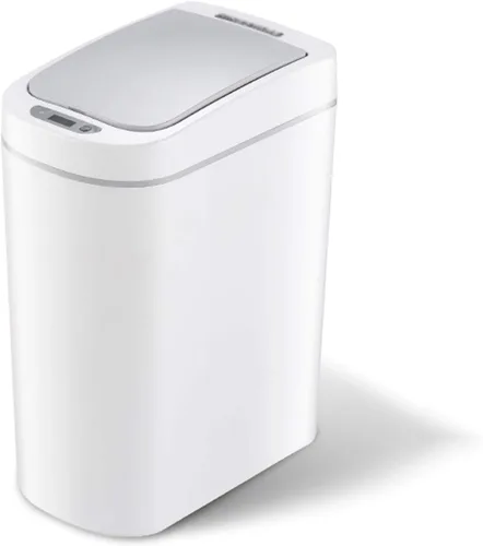 Miniatura 10 de Cesta de basura de 1.8 galones, impermeable, pequeño cubo de basura de plástico estrecho para baño, bote de basura sin contacto, funciona con 2