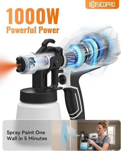 Miniatura 3 de Pulverizador de pintura, pulverizador de pintura para pintura de casas, césped y jardín, pistola de pintura en aerosol HVLP, pistola pulverizadora