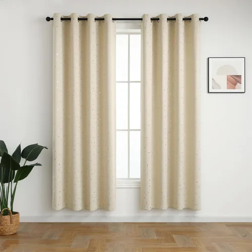 Miniatura 2 de MANGATA CASA - Cortinas opacas con estrellas para dormitorio - Juego de 2 cortinas de ventana para guardería con ojales – Cortinas opacas