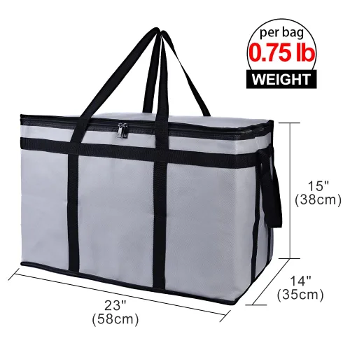 Miniatura 4 de Bodaon Bolsa térmica térmica para entrega de alimentos con parte inferior dura para bolsa de viaje compartido, bolsas térmicas XXXL para Gris