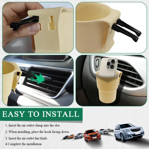 Miniatura 6 de Gancho para portavasos de automóvil, soporte para bebidas para automóvil, contenedor de botella de bebida para vehículo con clips de ventilación