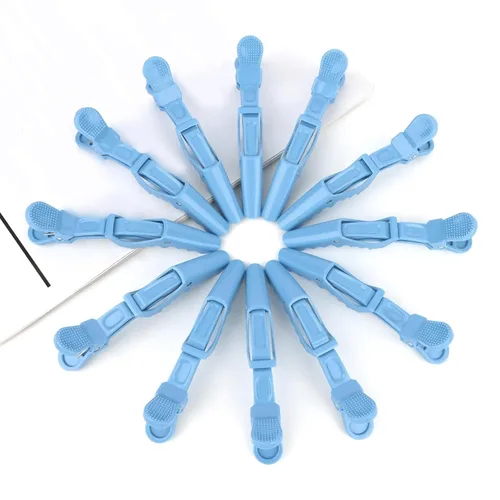 Miniatura 6 de 12 pinzas azules para el cabello, pinzas de peinado para seccionar, pinzas de pelo de cocodrilo para peluquería, accesorios para el cabello