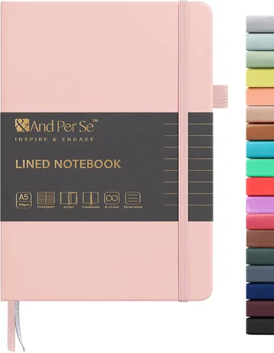 Miniatura 101 de &And Per Se - Cuaderno en blanco, 160 páginas, 5.7 x 8 pulgadas, cuaderno de rayas estrechas con papel grueso para escribir, cuaderno de tapa dura