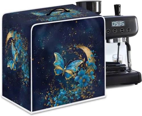 Miniatura 74 de DISNIMO Cubierta antipolvo para cafetera de mariposa azul, fundas para máquina de hacer café de cocina con mango superior, cubierta