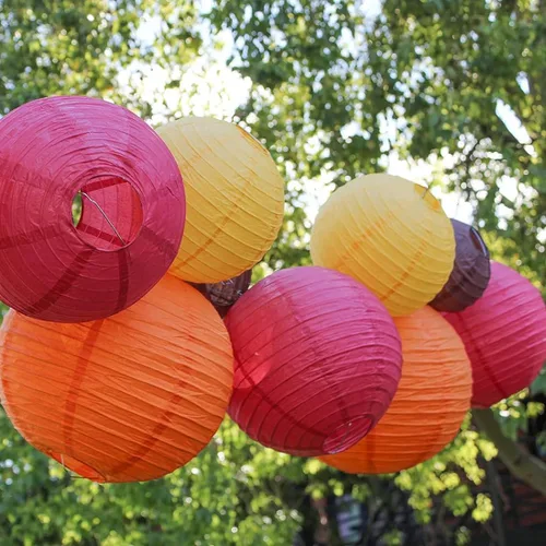 Miniatura 3 de 4 linternas de papel redondas para lámpara de papel, linternas de papel chinas, japonesas para colgar, para boda, cumpleaños, hogar, fiesta, Negro