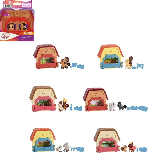 Mattel Spirit Untamed - Mini juego con figura de personaje pequeño, caballo y 3 accesorios, tema de festival con desembalaje sorpresa (los estilos
