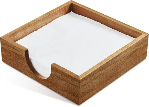 Servilletero de madera de acacia para mesa, servilleteros para servilletas de papel, servilletero plano para almuerzo, servilleteros para decoración