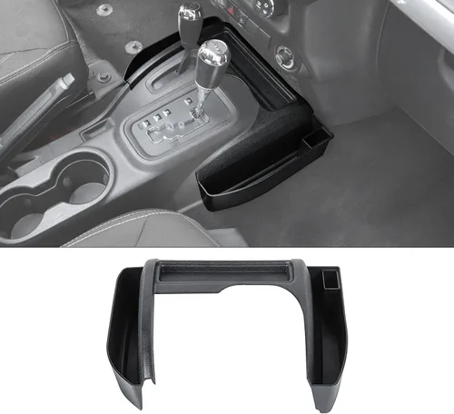 JWWY Caja de almacenamiento para palanca de cambios de consola central para Jeep Wrangler JK JKU 2011-2018, compartimento organizador de bandeja de