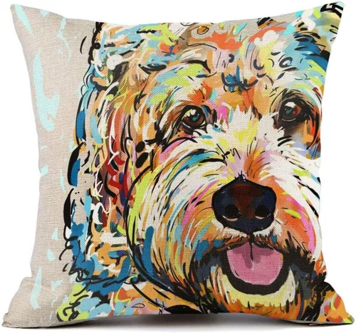 Miniatura 28 de Fundas de almohada con diseño de perro. fundas de cojín de algodón y lino para decorar hogares sofá de 18 x 18 pulgadas Pit Bull-m
