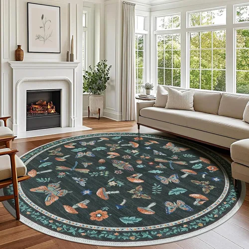 Miniatura 49 de ROYHOME - Alfombra con diseño de hongos e insectos, para pasillos, cocina o baño, antideslizante, lavable, suave, larga, 2 x 6, beige