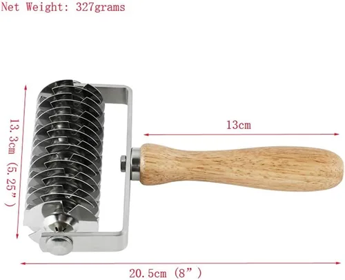 Miniatura 2 de Rodillo de acero inoxidable para masa de celosía Pizza Roller Cutter Cocina Herramientas para hornear Amarillo-2