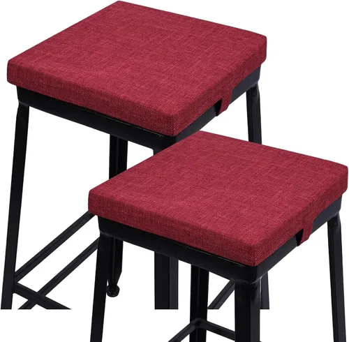 Miniatura 10 de baibu Juego de 2 cojines cuadrados de espuma viscoelástica de 12 pulgadas, diseño de doble capa con lazos, cojín cuadrado para silla para taburetes