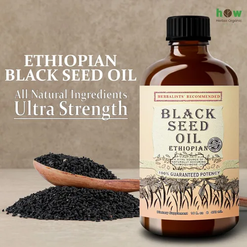 Miniatura 4 de Aceite de semilla negra etíope de 16 onzas – Nigella sativa prensada en frío Aceite de semilla de comino negro de alta timoquinona al 3.45%