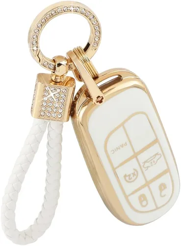 Miniatura 19 de PIFOOG Cubierta de llavero de TPU Llavero Bling Blanco Borde Oro Grande
