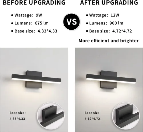 Miniatura 7 de Joossnwell Lámpara LED para tocador de baño, accesorio de iluminación moderno, barra de luz de baño de 15.75 pulgadas, aplique de pared negro 12W