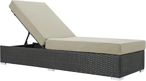 Miniatura 13 de Modway Sojourn - Tumbona doble de mimbre para patio al aire libre, color beige chocolate