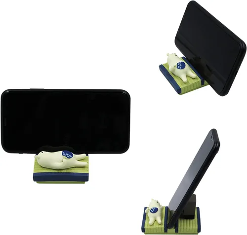 Miniatura 3 de Suillty Soporte de teléfono celular de escritorio de gato lindo de resina para iPhone Xs/Max/XR/X/8/6 Plus (oso)