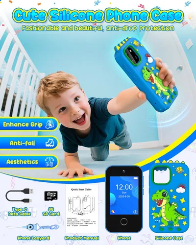 Miniatura 2 de BESTOONE Juguete de teléfono inteligente para niños y niñas de 3 a 8 años, sin Internet/llamadas, cámara HD, reproductor de MP3