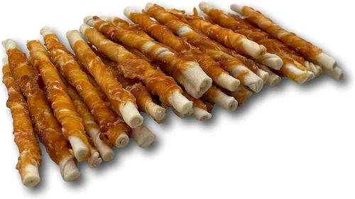 Miniatura 2 de Top Dog Chews - Torsiones para perros de cuero crudo envueltos en pollo totalmente naturales (paquete de 100), palitos masticables naturales