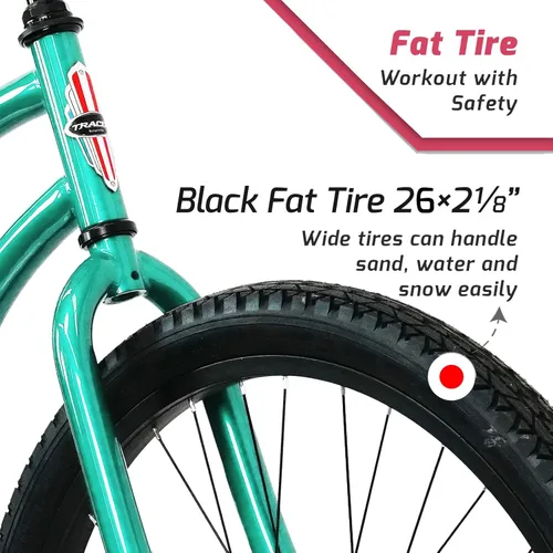 Miniatura 2 de Tracer Bicicleta de crucero de playa para adultos, ruedas de 26 pulgadas, freno de montaña de una sola velocidad, bicicleta doble para mujeres, M&F
