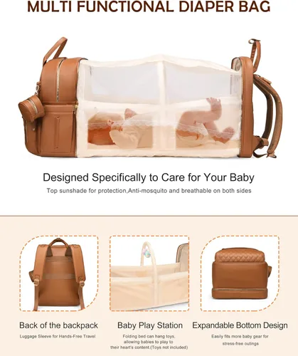 Miniatura 2 de Mochila para Pañales, Bolsa de Pañales Impermeable Multifunción para Bebé, con Estación de Cambio de Pañales, Artículos Esenciales Imprescindibles
