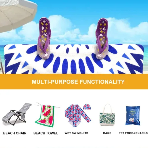 Miniatura 7 de Juego de 2 clips de toalla de playa para playa, piscina y sillas de crucero, pasadores de ropa de plástico, soportes para toallas de playa, clips