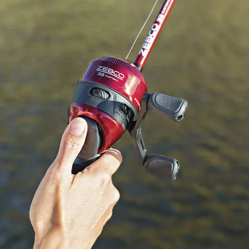 Miniatura 8 de Zebco 33 Custom Z Spincast Reel y caña de pescar de 2 piezas, caña de fibra de vidrio de 6 pies con mango de EVA de agarre dividido, carrete