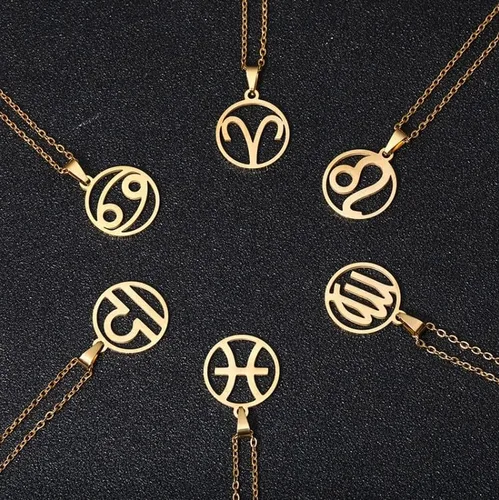 Miniatura 4 de Collar dorado del zodiaco para mujer, 12 collares con colgante de signo de astrología del horóscopo, regalos de joyería