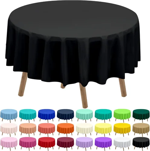 Miniatura 18 de Paquete de 2 manteles de plástico desechables de 84 pulgadas de color azul aguamarina, manteles circulares para baby shower, baby shower, PEVA, azul