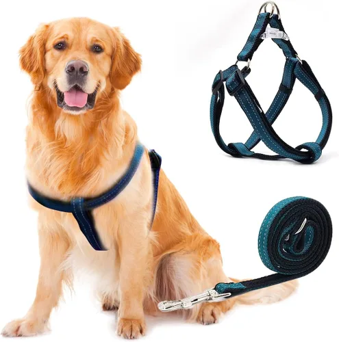 Miniatura 13 de Arnés reflectante para perro, arnés sin tirones para perros de tamaño grande, arnés con hebilla de liberación rápida para caminar, correr, entrenar