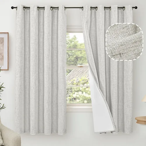 Miniatura 62 de Cortinas Opacas de Lino Azul Bebé para Guardería de 40 Pulgadas de Largo, 2 Paneles, Cortinas Cortas con Aislamiento Térmico Boho de Bloqueo Total