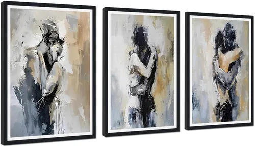 Miniatura 24 de Novatique 3 piezas de arte de pared sexy en blanco y negro para parejas desnudas, decoración de pared abstracta de amor para mujeres y hombres, arte