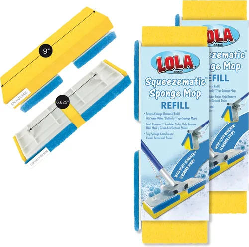 Miniatura 9 de LOLA Recambio de esponja de celulosa SqueezeMatic Butterfly Mop de 9 pulgadas, cabezal de repuesto, limpieza de pisos, comparable con recambio