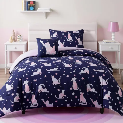 Miniatura 33 de Juego de edredón para niños Kaleido Space tamaño individual para niños, juego de ropa de cama para niños con luz en la oscuridad para jugadores, 1
