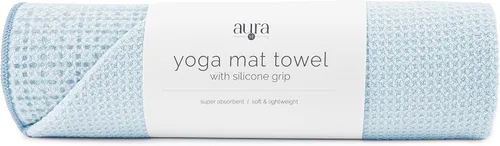 S&T INC. Aura - Toalla para esterilla de yoga con agarre antideslizante, agarre de silicona mejorado, suave y absorbente para gimnasio, pilates y