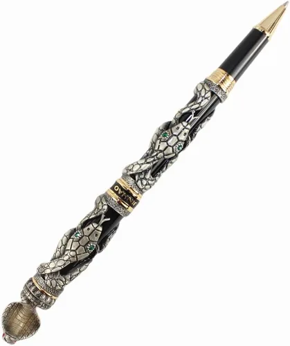 Miniatura 8 de Gullor Bolígrafo Rollerball Negro y Plata Antigua Serpiente Patrón 3D (blanco y negro)