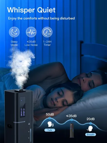 Miniatura 5 de Humidificador de 10L/2.64Gal, Humidificador Ultrasónico de Niebla Fría y Silencioso de Llenado Superior para Dormitorio, Cubre 550 pies², Tiempo