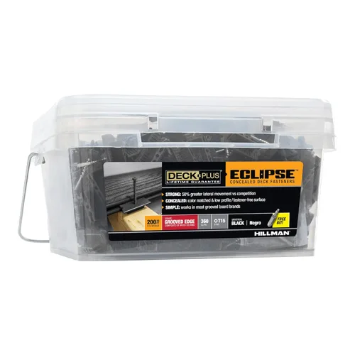 Deck Plus Eclipse - Sujetadores ocultos, tornillos de cubierta, tornillos para madera, acero inoxidable, negro, paquete de 360